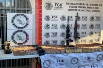 FGR asegura ocho mil cartuchos útiles y dos armas en Chiapas