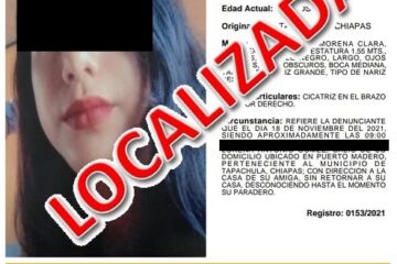 Localiza FGE a una adolescente extraviada en Tapachula