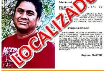 FGE localiza a persona con reporte de no localizada en el municipio de Comitán