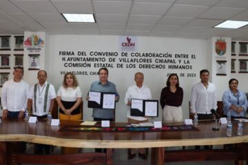 Ayuntamiento de Villaflores y CEDH Chiapas firman convenio de colaboración