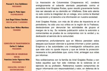 Columnistas de Chiapas reprueban atentado contra periodista de Villaflores