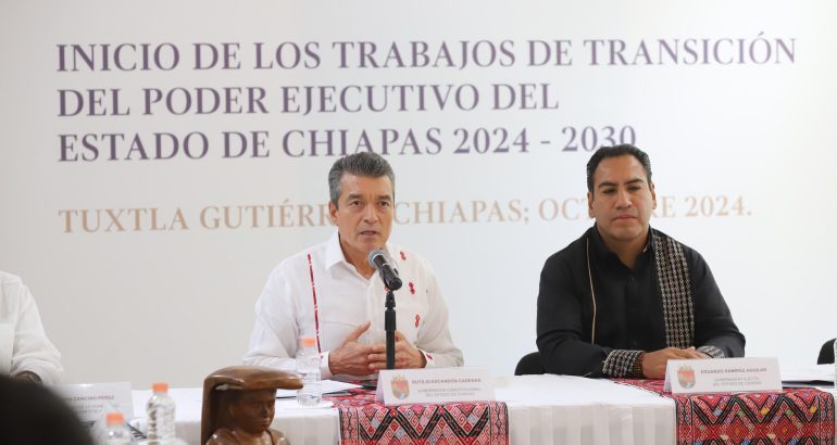 Inician Rutilio Escandón y Eduardo Ramírez trabajos de transición del Poder Ejecutivo del Estado 2024-2030