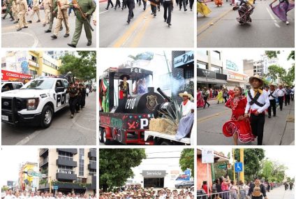 Policía de Investigación presente en el desfile conmemorativo al CXIV aniversario del inicio de la Revolución Mexicana